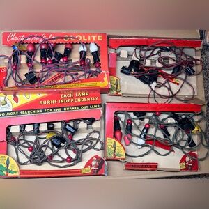 Vintage Noma Box Mazda Lamps Cloth Christmas Lights Red Bead 1930s Working C7